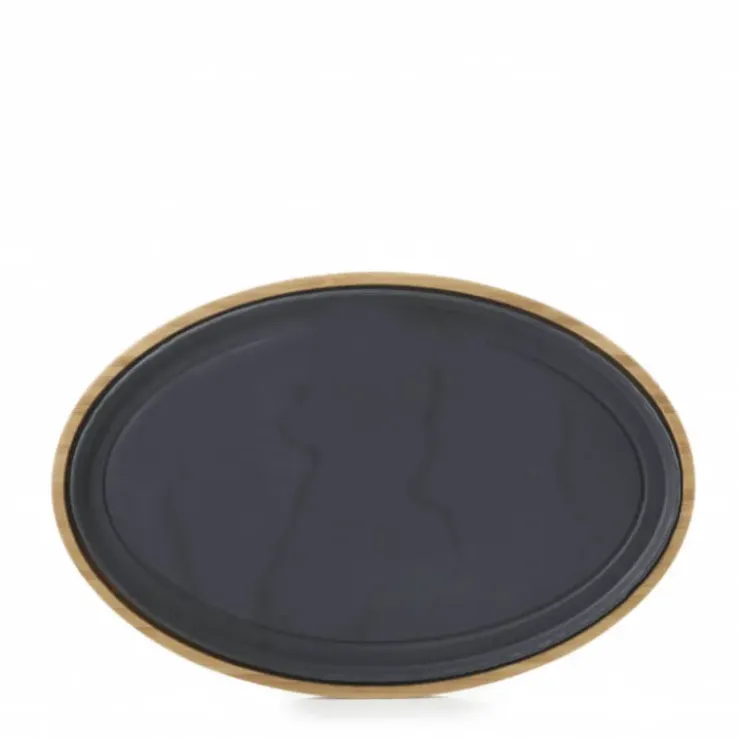 REVOL Plateau pour Assiette Ovale Bambou 36,5 x 25 cm Basalt New