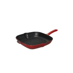 CHASSEUR Poêle-gril en Fonte carré 20 cm Rouge Outlet