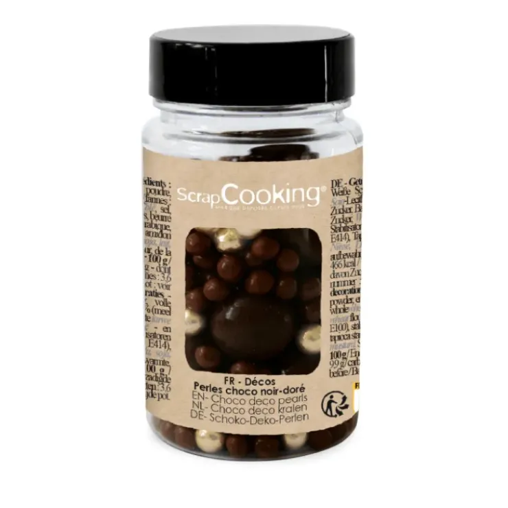 SCRAPCOOKING Pot de Décors en Perles Or et Chocolat Noir 50 g Hot