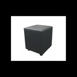 2IMAHL Pouf Carré en Simili Cuir Noir Lisbonne Hot