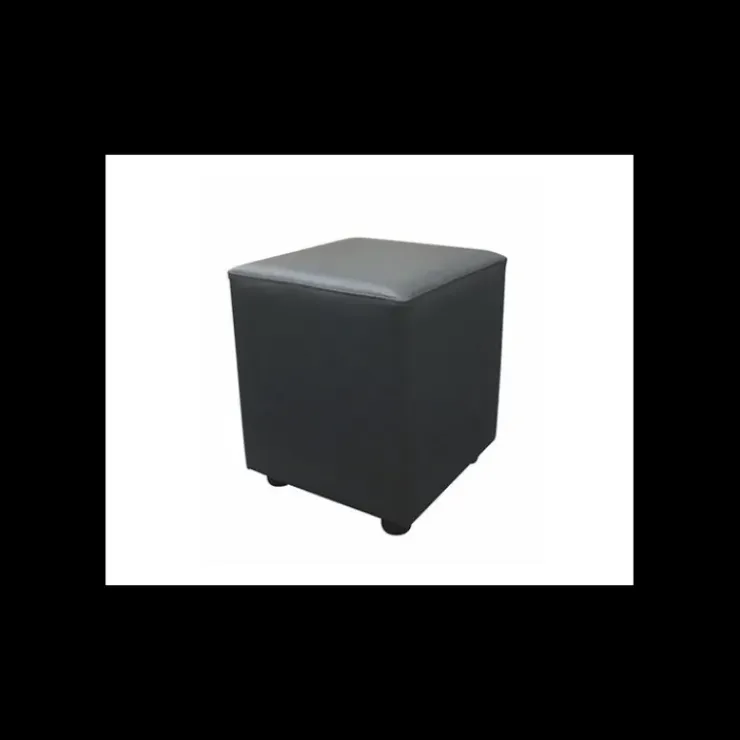 2IMAHL Pouf Carré en Simili Cuir Noir Lisbonne Hot