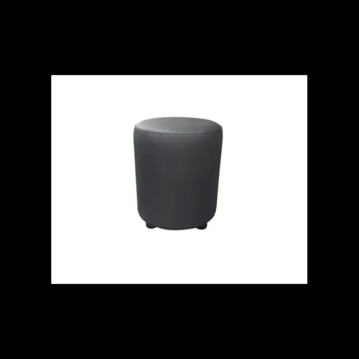 2IMAHL Pouf Rond en Tissu Gris Lisbonne New