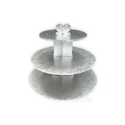 GATODECO Présentoir Argenté Cupcakes 3 Etages Ronds Gatodéco Clearance