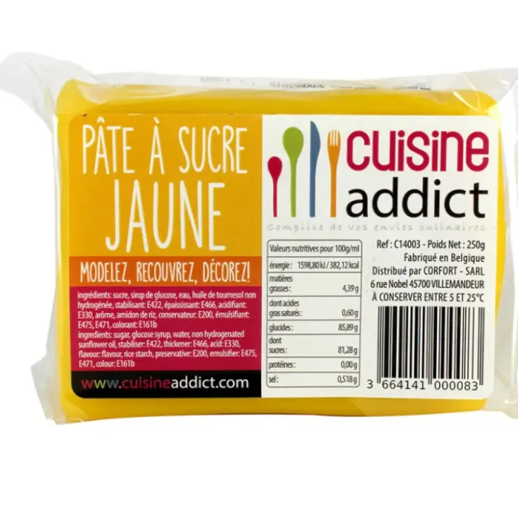 CUISINEADDICT Pâte à Sucre Jaune 250g Hot