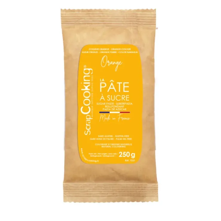 SCRAPCOOKING Pâte à Sucre Orange Pastel 250 g Hot
