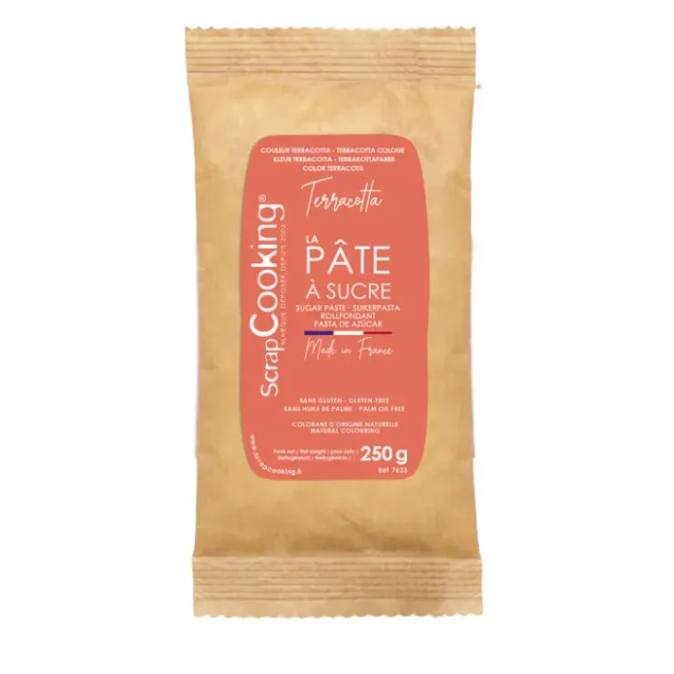 SCRAPCOOKING Pâte à Sucre Orange Terracotta Colorant Naturel 250 g Hot