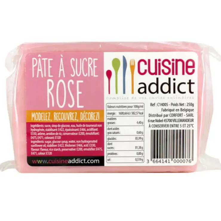 CUISINEADDICT Pâte à Sucre Rose 250g Hot