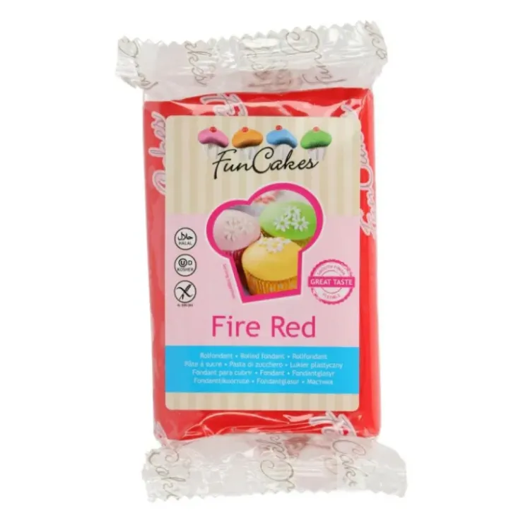 FUNCAKES Pâte à Sucre Rouge 250g New