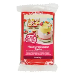 FUNCAKES Pâte à Sucre Rouge goût Fraise 250g Clearance