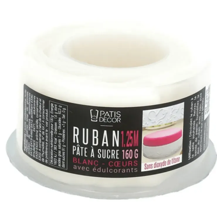 PATISDECOR Ruban Pate à Sucre Cœurs 1,25 m x H 5 cm Patisdécor Online