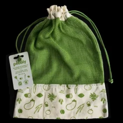 PEBBLY Sac à Légumes Coton Bio Vert 30 x 40 cm Clearance
