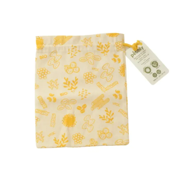 PEBBLY Sac à Vrac Coton Bio Jaune 20 x 25 cm Outlet