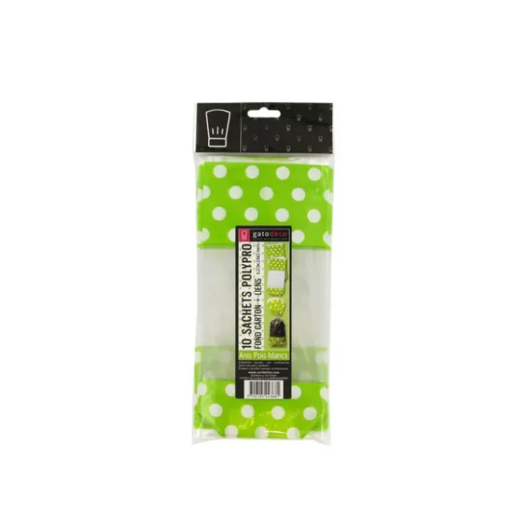 PATISDECOR Sachet Bonbon 12 x 26 cm Anis à Pois Blancs Patisdécor (x10) Online
