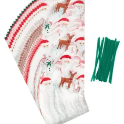 WILTON Sachet Bonbon Esprit de Noël 11 x 23,5 cm avec Attaches Sachet (x20) Clearance