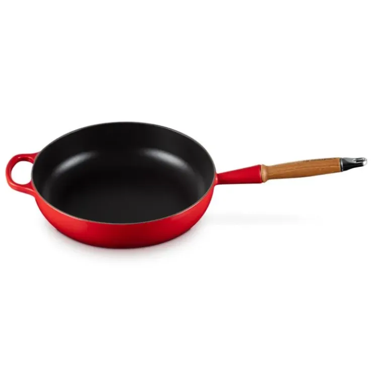 LE CREUSET Sauteuse en Fonte 28 cm Cerise avec Manche en Bois Signature Best