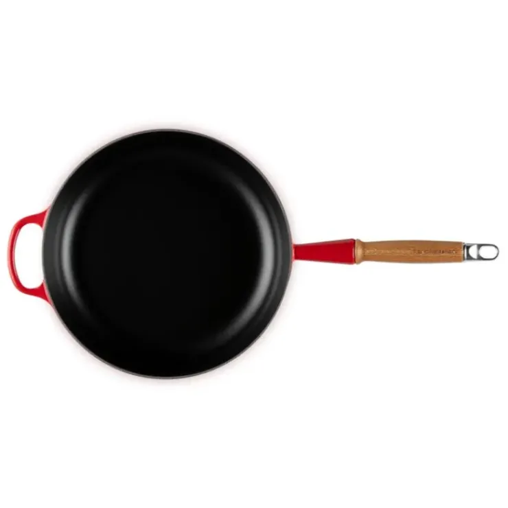 LE CREUSET Sauteuse en Fonte 28 cm Cerise avec Manche en Bois Signature Best
