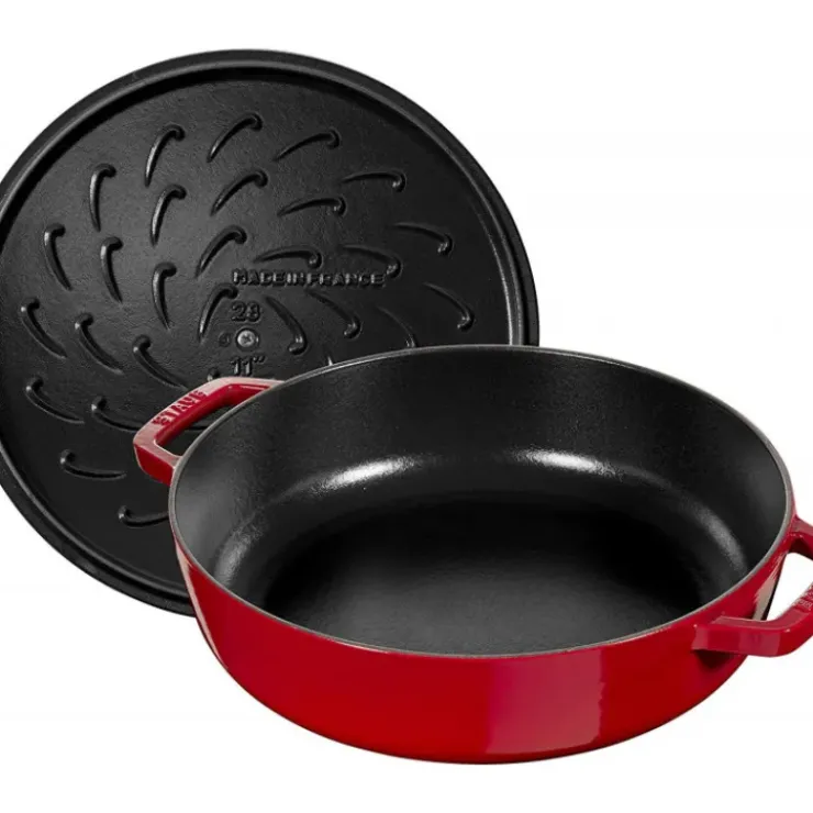 STAUB Sauteuse en Fonte Chistera 28 cm Rouge Cerise Sale