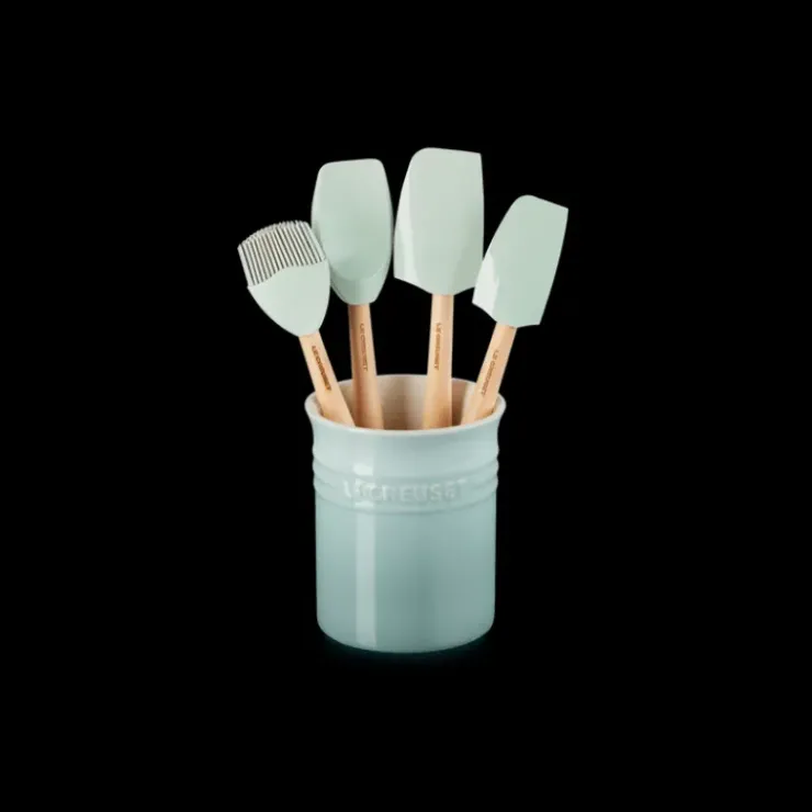 LE CREUSET Set pot 1,1 L avec 4 Ustensiles Sea Salt Hot
