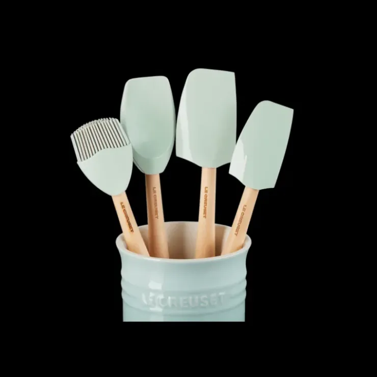 LE CREUSET Set pot 1,1 L avec 4 Ustensiles Sea Salt Hot