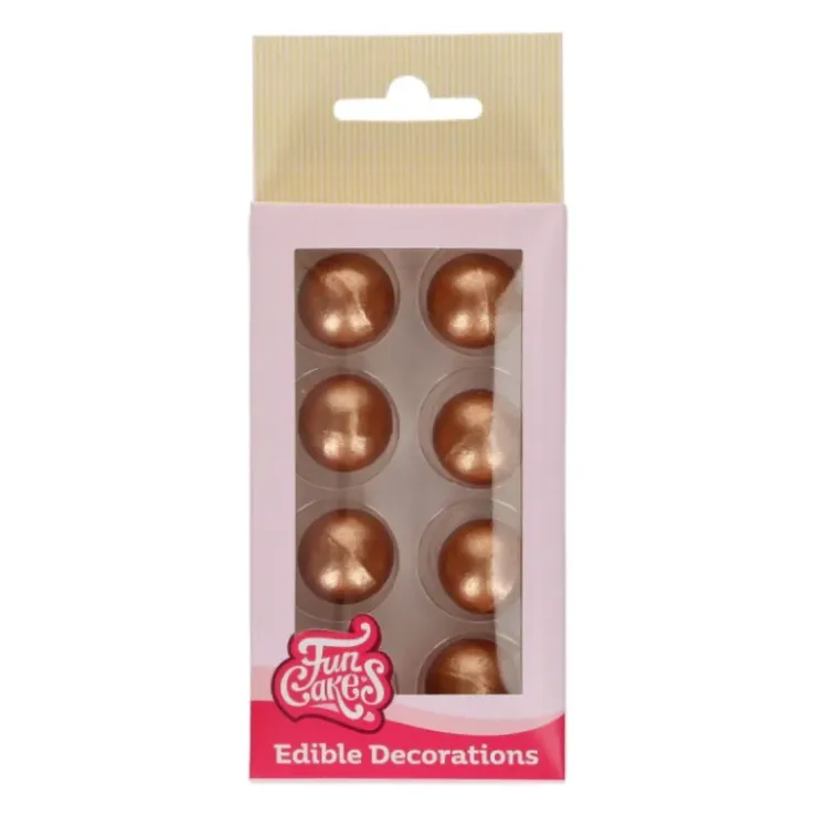 FUNCAKES Sphère en Chocolat Bronze 2 cm (x8)