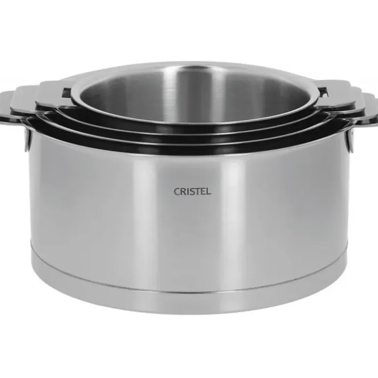 CRISTEL Série de 4 Casseroles + Poignée Zenith Amovible Inox Outlet