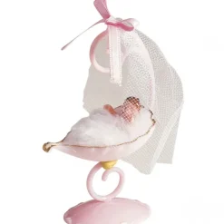 NORDIA Sujet bapteme Fille Berceau Rose 10 cm New