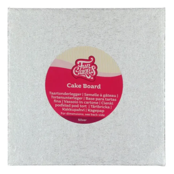 FUNCAKES Support Gâteau Carré 27.5 x 0,4 cm Argenté Hot