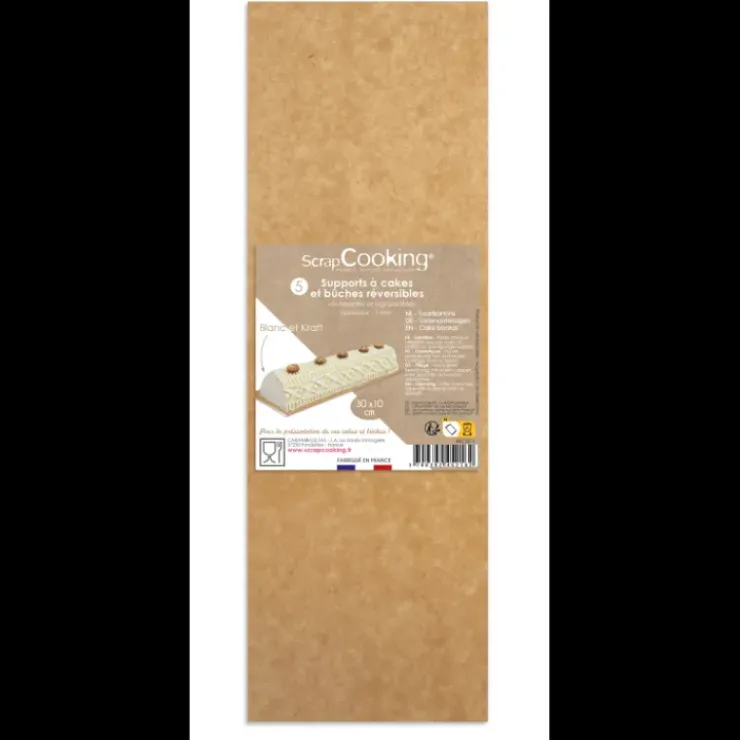 SCRAPCOOKING Supports à Gâteaux Kraft et Blanc Rectangle 10 x 30 cm (x5) Outlet