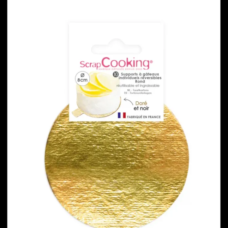 SCRAPCOOKING Supports Gâteau Or et Noir Rond 8 cm (x10) Discount
