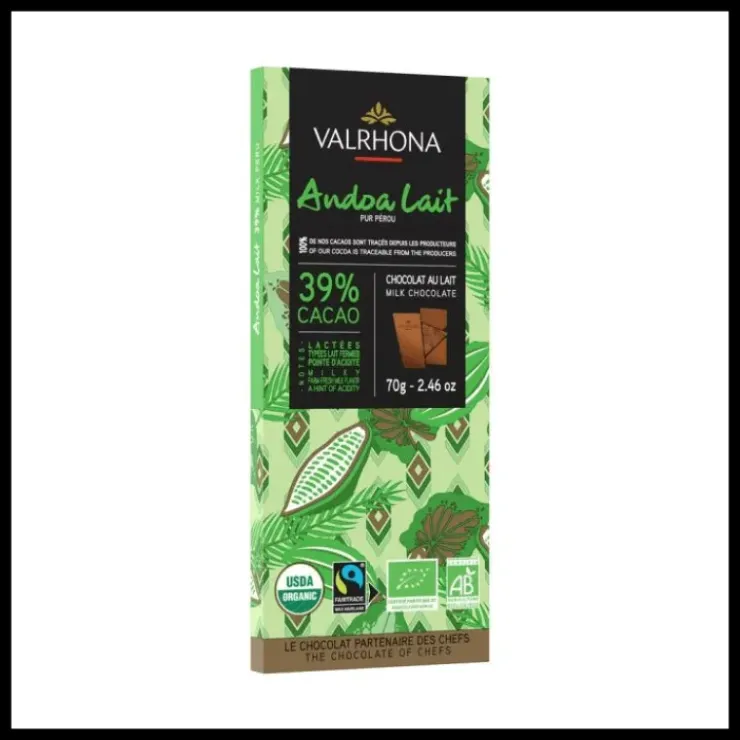 VALRHONA Tablette de Chocolat au Lait Andoa 39% Bio 70 g Outlet