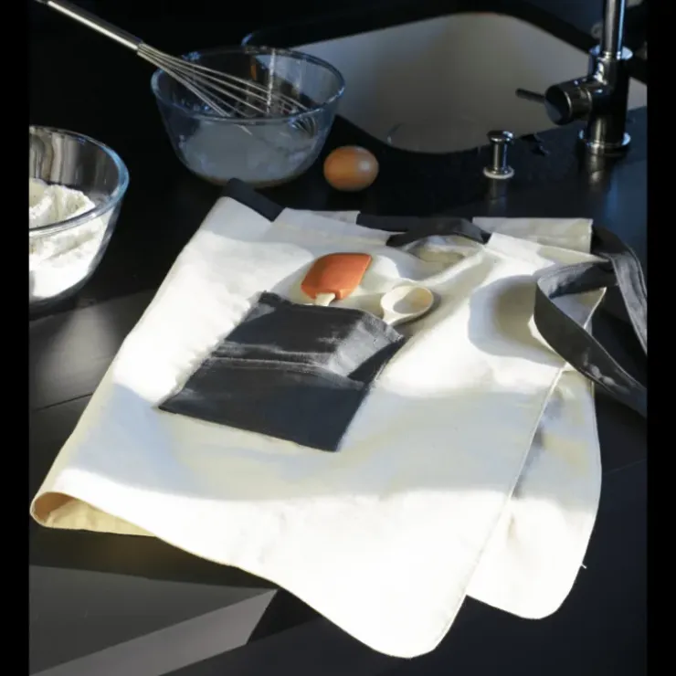 PEBBLY Tablier de Cuisine Crème et Ardoise Clearance