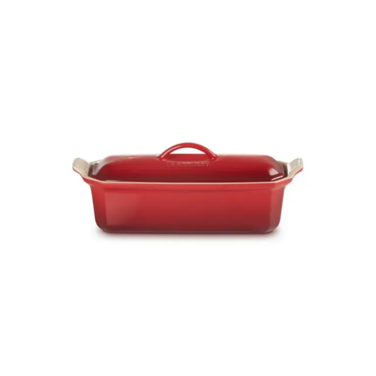 LE CREUSET Terrine Rectangulaire avec presse 28 cm Cerise céramique Outlet