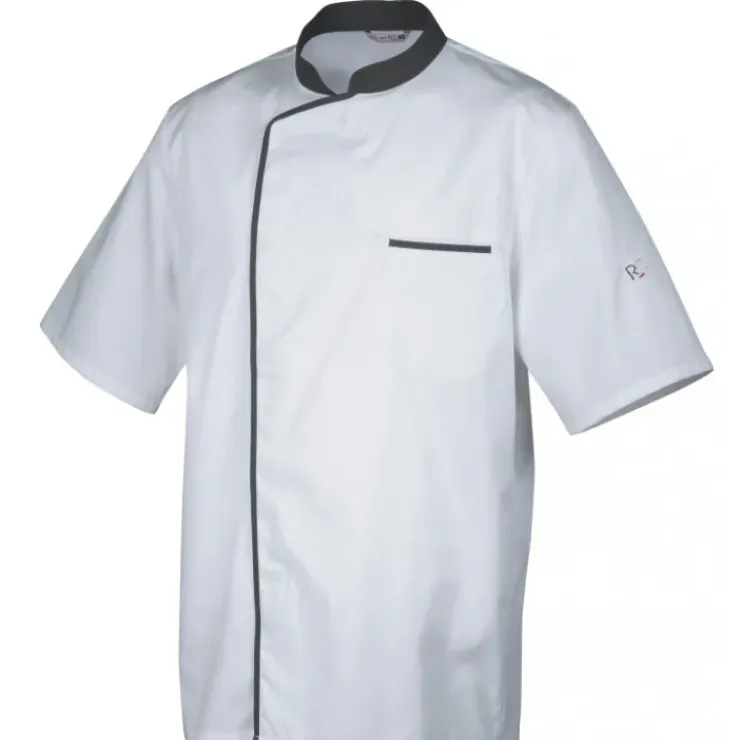 ROBUR Veste de Cuisine Mixte Blanche/Parement Gris ENERGY T.4 Outlet