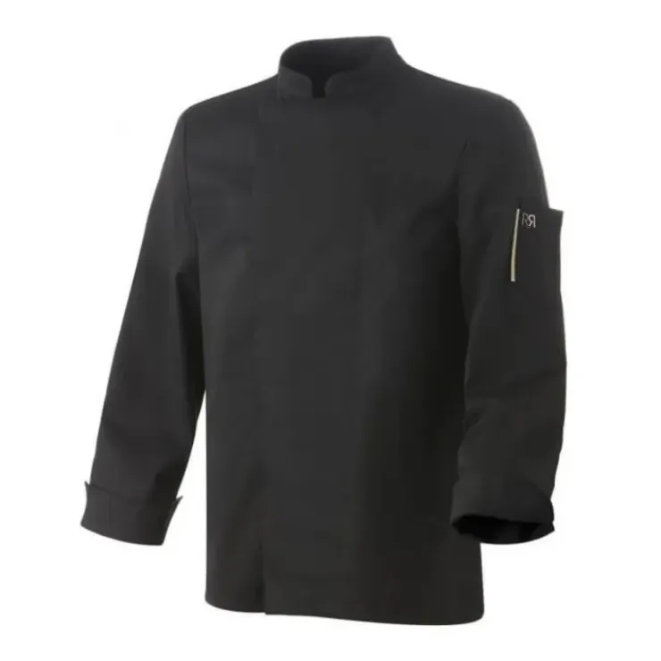 ROBUR Veste de Cuisine Mixte Noire Parement NERO T.4 manches longues Clearance